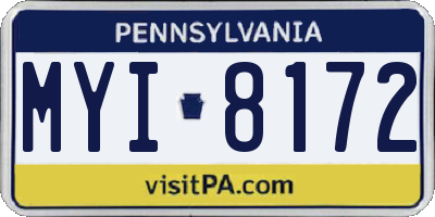 PA license plate MYI8172