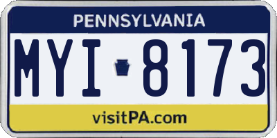 PA license plate MYI8173