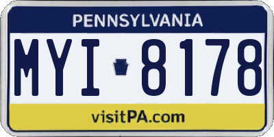 PA license plate MYI8178