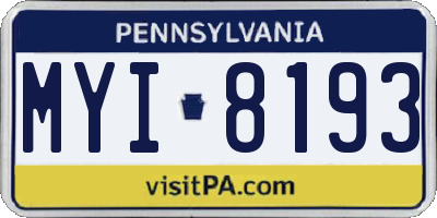 PA license plate MYI8193