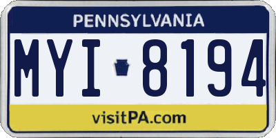 PA license plate MYI8194
