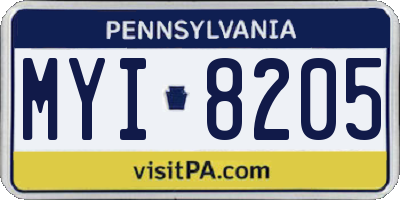 PA license plate MYI8205
