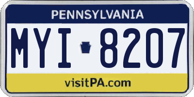 PA license plate MYI8207