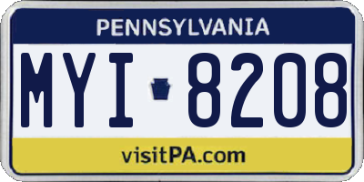 PA license plate MYI8208