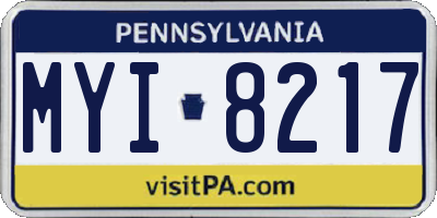PA license plate MYI8217