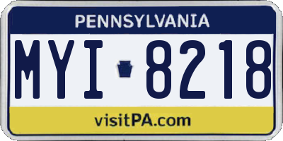 PA license plate MYI8218