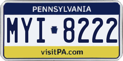 PA license plate MYI8222