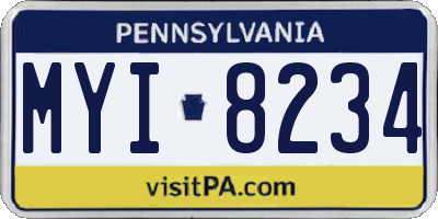 PA license plate MYI8234