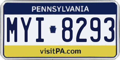 PA license plate MYI8293