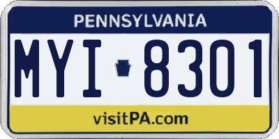 PA license plate MYI8301