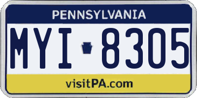 PA license plate MYI8305