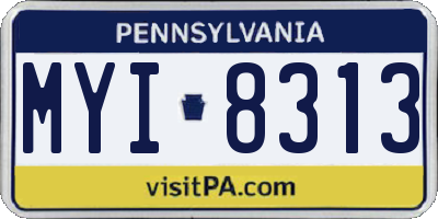 PA license plate MYI8313