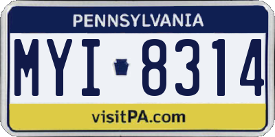 PA license plate MYI8314