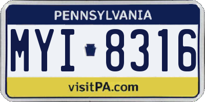 PA license plate MYI8316