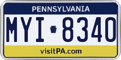PA license plate MYI8340