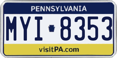 PA license plate MYI8353