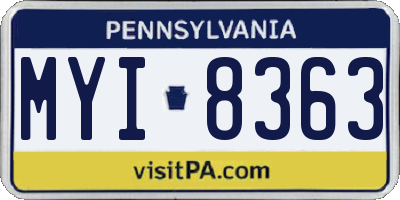PA license plate MYI8363