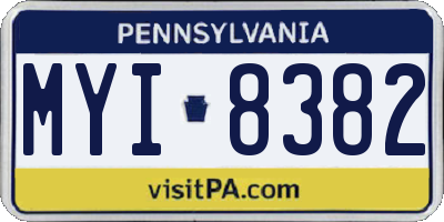 PA license plate MYI8382