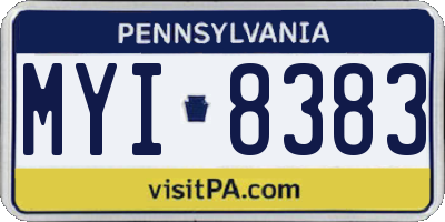 PA license plate MYI8383