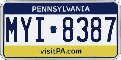 PA license plate MYI8387