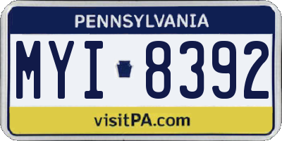 PA license plate MYI8392