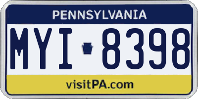 PA license plate MYI8398
