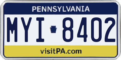 PA license plate MYI8402