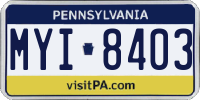 PA license plate MYI8403