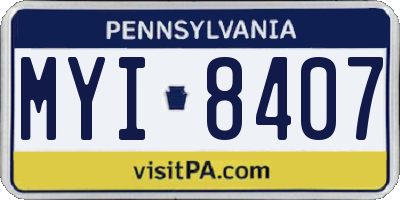 PA license plate MYI8407