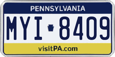 PA license plate MYI8409