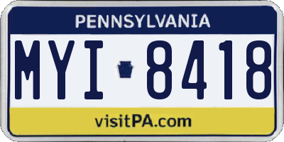 PA license plate MYI8418