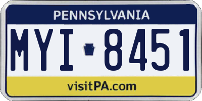 PA license plate MYI8451