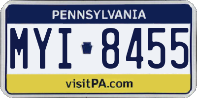 PA license plate MYI8455