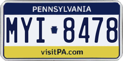 PA license plate MYI8478