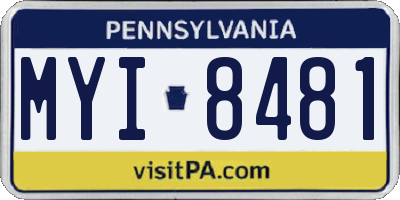 PA license plate MYI8481