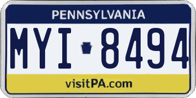 PA license plate MYI8494