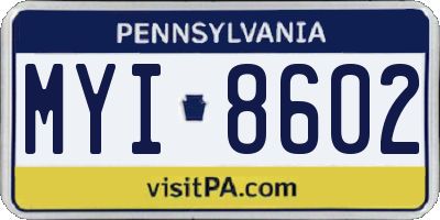 PA license plate MYI8602