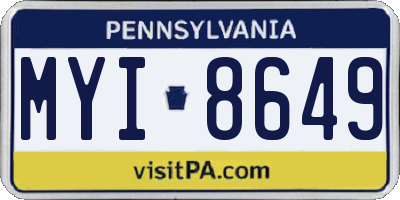 PA license plate MYI8649