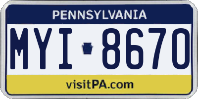 PA license plate MYI8670
