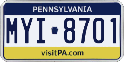 PA license plate MYI8701