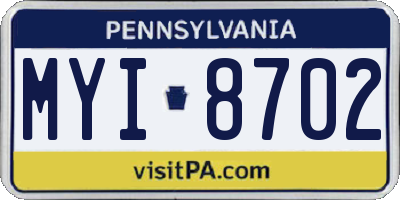 PA license plate MYI8702