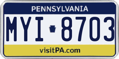 PA license plate MYI8703