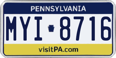 PA license plate MYI8716
