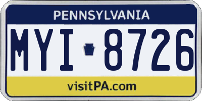PA license plate MYI8726