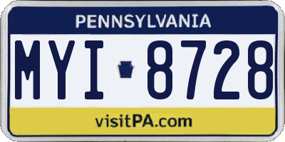 PA license plate MYI8728