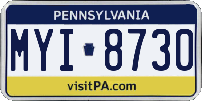 PA license plate MYI8730