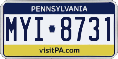 PA license plate MYI8731