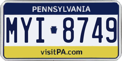 PA license plate MYI8749