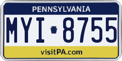 PA license plate MYI8755