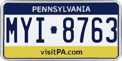 PA license plate MYI8763